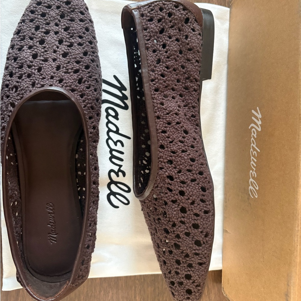 Madewell Chocolate Brown Crochet Pointed Ballet Flats